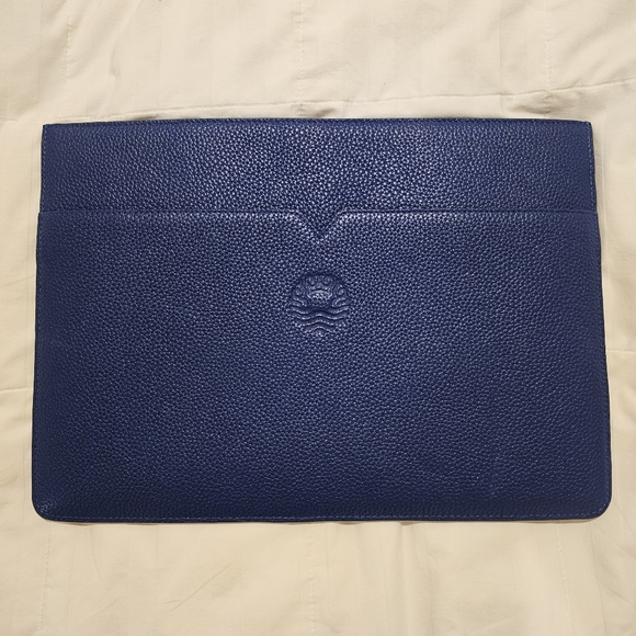 Blue Leather Underarm Portfolio /  13″ Laptop Sleeve by Royce - Picture 1 of 11